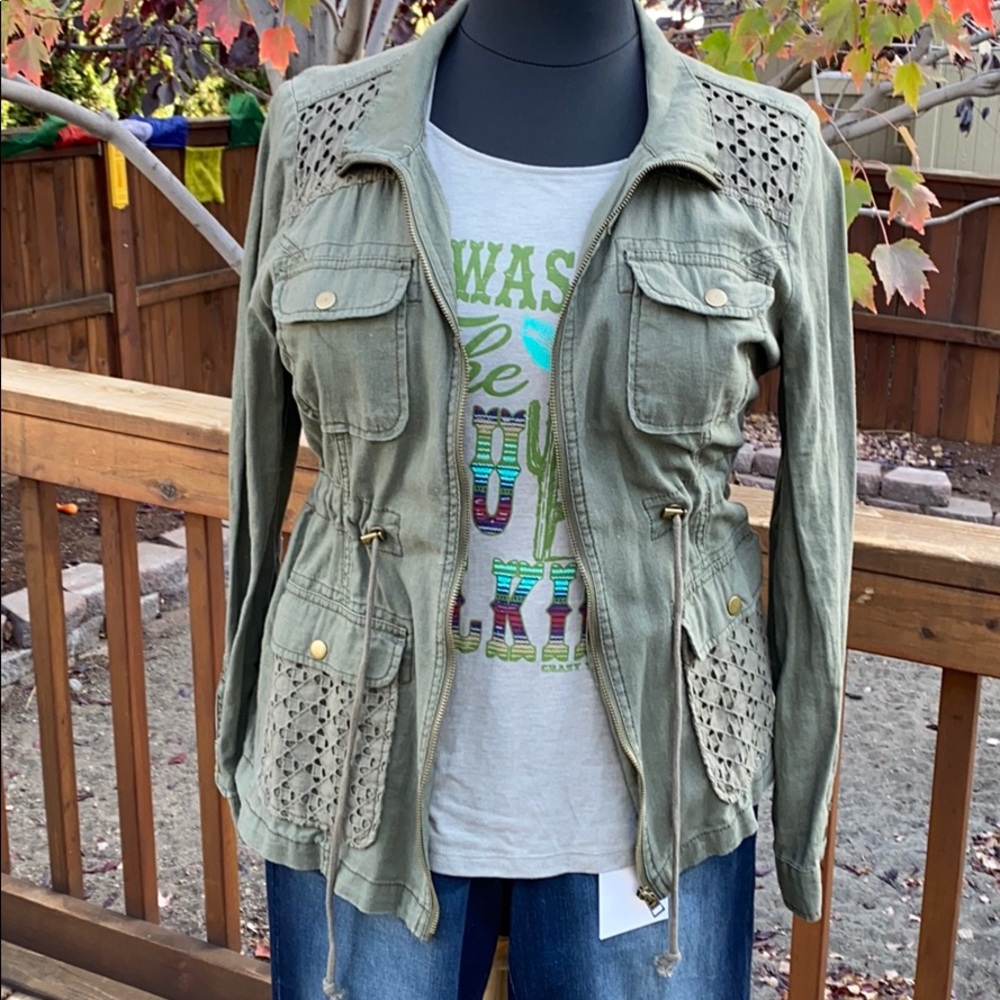 Olive green linen jacket